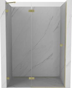 Mexen, Mexen Lunar ľavé výklopné sprchové dvere 130 cm, transparentné, brúsené zlaté - 834-130-000-55-00-L