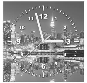 Obraz s hodinami Nočný Manhattan Rozmery: 30 x 30 cm