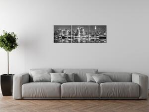 Obraz s hodinami Nočný Manhattan - 3 dielny Rozmery: 90 x 70 cm