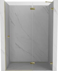 Mexen, Mexen Lunar pravé otočné sprchové dvere 130 cm, transparentné, zlaté - 834-130-000-50-00-P