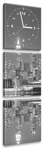 Obraz s hodinami Nočný Manhattan - 3 dielny Rozmery: 30 x 90 cm