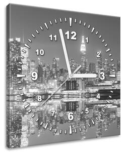 Obraz s hodinami Nočný Manhattan Rozmery: 30 x 30 cm