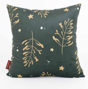 Vianočná obliečka na vankúšik Velvet 40 × 40 cm - Imelo tmavo zelené