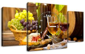 Obraz s hodinami Červené a biele víno - 3 dielny Rozmery: 100 x 70 cm