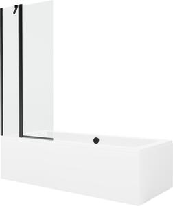 MEXEN - Cube vaňa 170x80 cm s bočným panelom - vaňová zástena 80 cm - transparentná/čierna - 550517080X9408117000