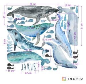 INSPIO-textilná prelepiteľná nálepka - Samolepiace tapety na stenu - Veľryby