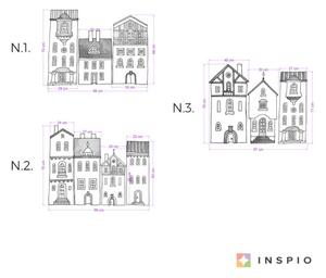 INSPIO-textilná prelepiteľná nálepka - Nálepky na stenu - Domčeky v meste