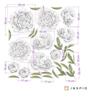 INSPIO-textilná prelepiteľná nálepka - Samolepiace tapety kvetov - Pivonky biele