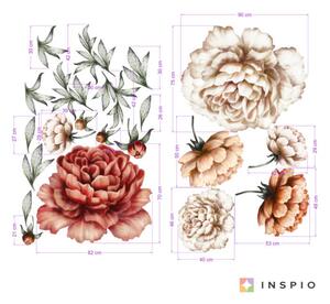 INSPIO-textilná prelepiteľná nálepka - Samolepiace tapety Pivonky v hnedých odtieňoch
