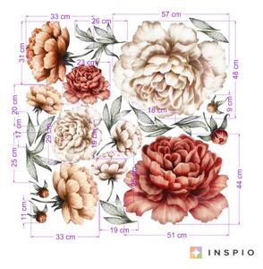 INSPIO-textilná prelepiteľná nálepka - Samolepiace tapety kvetov Pivonky červené