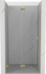 Mexen, Mexen Lunar-F skladacie ľavé sprchové dvere 65 cm, transparentné, brúsené zlaté - 836-065-000-55-00-L