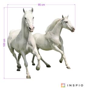 INSPIO-textilná prelepiteľná nálepka - Nálepka na stenu Biele kone