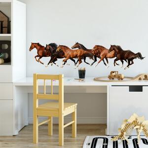 INSPIO-textilná prelepiteľná nálepka - Samolepka na stenu Stádo koní