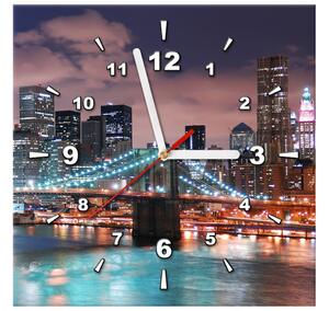 Obraz s hodinami Panoráma Manhattanu Rozmery: 100 x 40 cm