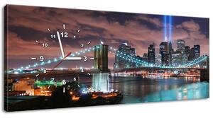 Obraz s hodinami Panoráma Manhattanu Rozmery: 30 x 30 cm