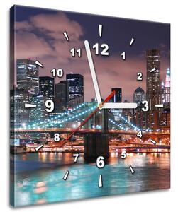 Obraz s hodinami Panoráma Manhattanu Rozmery: 100 x 40 cm