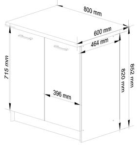 Dolná kuchynská skrinka Ozara S80 2D (biela + metalický lesk). Vlastná spoľahlivá doprava až k Vám domov. 1071126