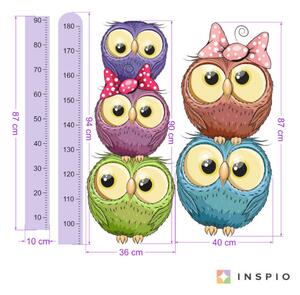 INSPIO-textilná prelepiteľná nálepka - Meter so sovičkami 180cm