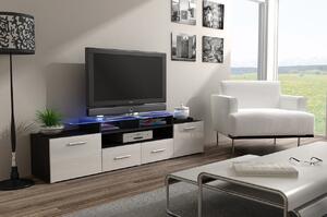 TV stolík/skrinka Cassandra, Osvetlenie: osvetlenie LED biele, Farby: Čierna + Sivý lesk Mirjan24 5902928103489