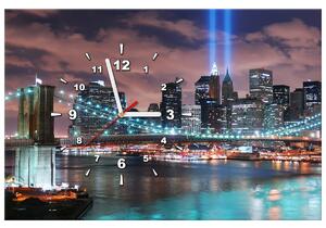 Obraz s hodinami Panoráma Manhattanu Rozmery: 30 x 30 cm
