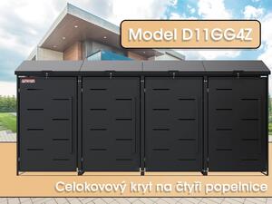 Prístrešok na odpadkové koše D11GG4Z, pre 4 koše, so zámkom proti vetru a krádeži, antracitový