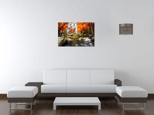 Obraz s hodinami Jesenný vodopád Rozmery: 60 x 40 cm