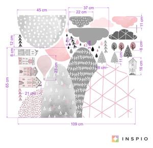 INSPIO-textilná prelepiteľná nálepka - Nálepky na stenu - Kopce a domčeky