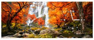 Obraz s hodinami Jesenný vodopád Rozmery: 30 x 30 cm