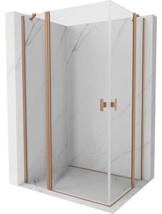 Mexen, Mexen Mist Duo sklápací sprchový kút 90 x 75 cm, transparentný, brúsená meď - 8A4-090-075-65-00
