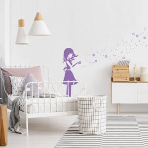 INSPIO-výroba darčekov a dekorácií - Dievča s kvetmi - Nálepka na stenu