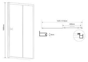 Aqualine AMADEO obdĺžnikový sprchovací kút 1100x800 mm, L/P variant, sklo Brick