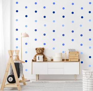 INSPIO-textilná prelepiteľná nálepka - Nálepky bodky na stenu v modrých farbách