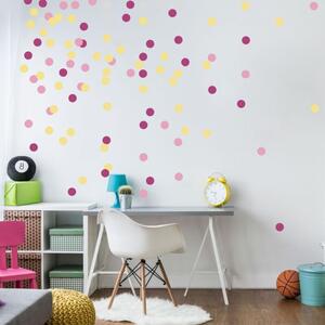 INSPIO-textilná prelepiteľná nálepka - Nálepky konfety a bodky v ružovej