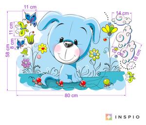 INSPIO-textilná prelepiteľná nálepka - Samolepky do detskej izby - Modrý psík