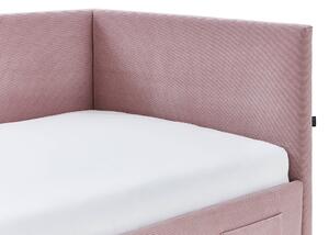 MUZZA Detská posteľ Loop 90 x 200 cm s bočnicou a úložným priestorom ružová