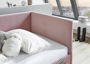 MUZZA Detská posteľ Loop 120 x 200 cm s bočnicou a úložným priestorom ružová