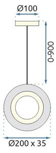 Toolight Toolight, krištáľová závesné svietidlo 20cm, 7W, 4000K, 500lm, G119-1CP, zlatá lesklá, OSW-09710