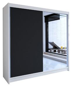Šatníková skriňa s posuvnými dverami Bar I, Farby: biela / čierna + zrkadlo, Osvetlenie: osvetlenie LED RGB - farebné Mirjan24 5902928938944