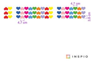 INSPIO-textilná prelepiteľná nálepka - Farebné srdiečka samolepky