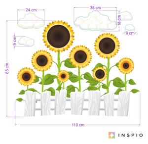 INSPIO-textilná prelepiteľná nálepka - Romantické slnečnice -samolepka na stenu