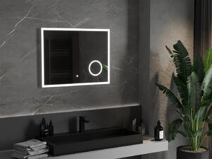 Mexen Kala, LED kúpeľňové zrkadlo s podsvietením a kozmetickým zrkadlom 80 x 60 cm, 6000K, ochrana proti zahmlievaniu, 9820-080-060-611-00