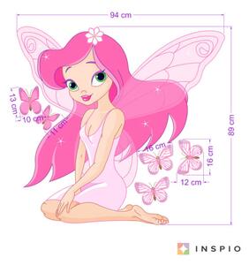 INSPIO-textilná prelepiteľná nálepka - Motýlia víla Samolepka pre dievča