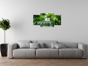 Obraz s hodinami Vodopád v dažďovom pralese - 3 dielny Rozmery: 90 x 70 cm