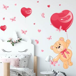 INSPIO-textilná prelepiteľná nálepka - Nálepky na stenu - Macko a balón
