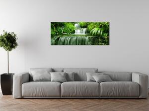 Obraz s hodinami Vodopád v dažďovom pralese Rozmery: 100 x 40 cm