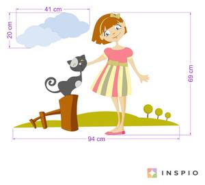 INSPIO-textilná prelepiteľná nálepka - Nálepka Dievčatko s mačičkou