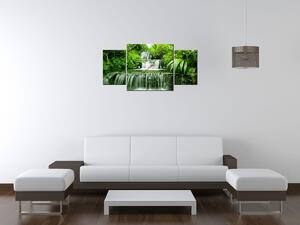 Obraz s hodinami Vodopád v dažďovom pralese - 3 dielny Rozmery: 90 x 70 cm