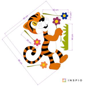 INSPIO-textilná prelepiteľná nálepka - Nálepka na stenu - Kvety a tiger