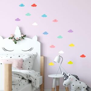 INSPIO-textilná prelepiteľná nálepka - Nálepky na stenu - Dúhové oblaky