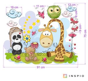 INSPIO-textilná prelepiteľná nálepka - Nálepka na stenu - Zvieratká na lúke